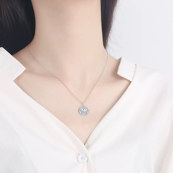 Wholesale Jewelry Geometric Style Eagle Coin 925 Silver Electroplated Bead Chain Necklace For Men And Women