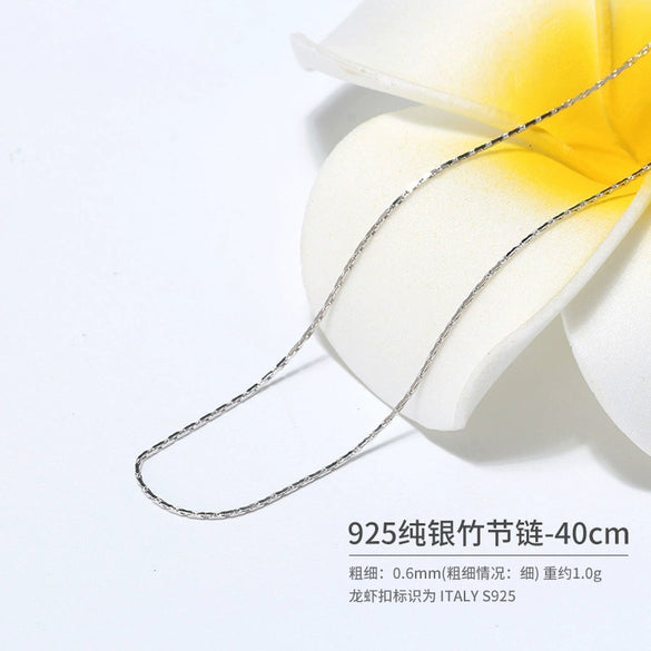 Wholesale Jewelry Geometric Style S925 Sterling Silver Bamboo Chain Necklace Unisex