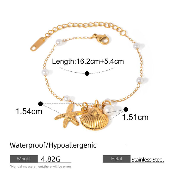 Wholesale Jewelry Geometric Style Stainless Steel And Titanium Steel Starfish Shell Necklace