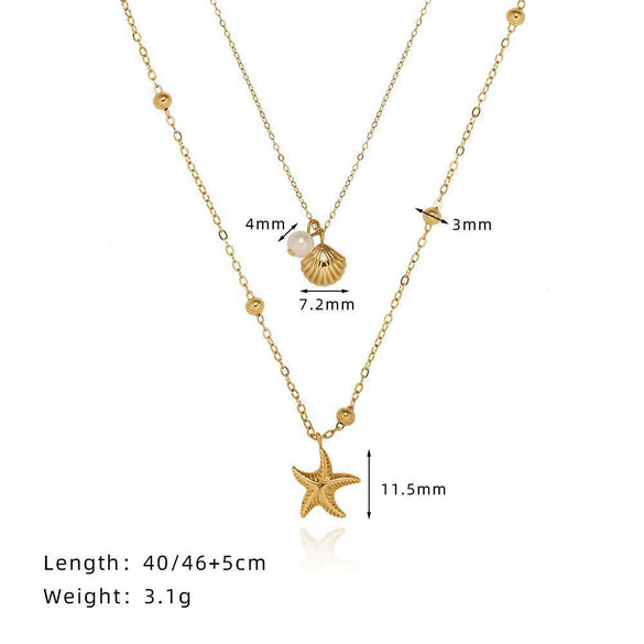 Wholesale Jewelry Geometric Style Stainless Steel And Titanium Steel Starfish Shell Necklace