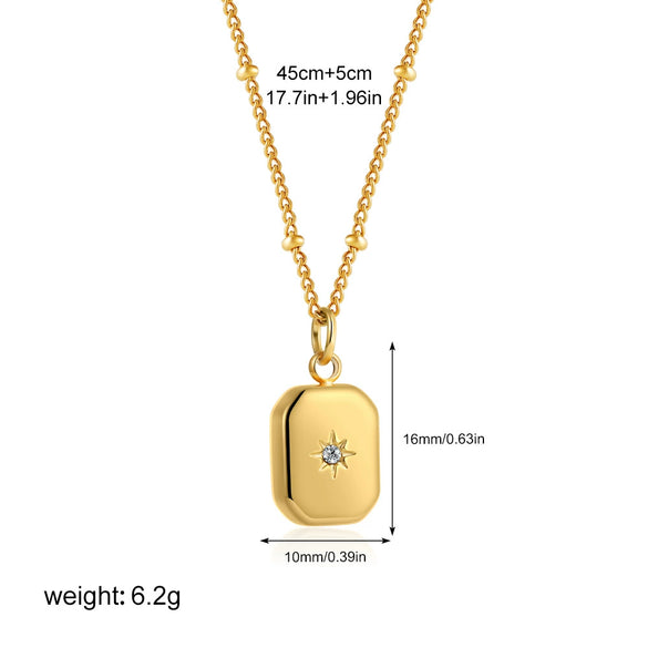 Wholesale Jewelry Geometric Style Stainless Steel Ball Chain Necklace With 18K Gold Plated Electroplating And Zircon Inlaid Moon Water Drop Pendant For Women