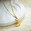 Wholesale Jewelry Geometric Style Stainless Steel Ball Chain Necklace With 18K Gold Plated Electroplating And Zircon Inlaid Moon Water Drop Pendant For Women