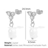 Wholesale Jewelry Geometric Style 316L Stainless Steel Plated 18K Gold Freshwater Pearl And Diamond Earrings For Women