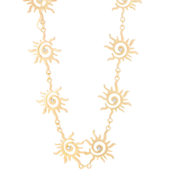 Wholesale Jewelry Geometric Style Zinc Alloy Electroplated Sunflower Totem Ochain Pendant Necklace For Women