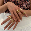 Wholesale Jewelry Geometric Three Dimensional Cross Opening Zinc Alloy Ring With Electroplating For Women