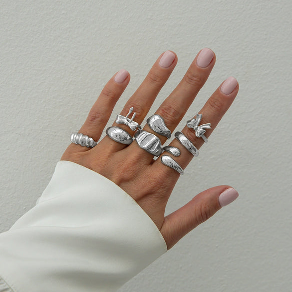 Wholesale Jewelry Geometric Three Dimensional Cross Opening Zinc Alloy Ring With Electroplating For Women