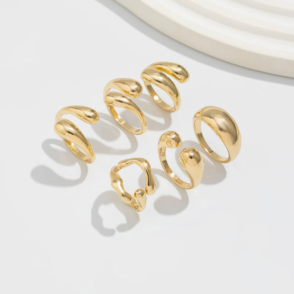Wholesale Jewelry Geometric Three Dimensional Cross Opening Zinc Alloy Ring With Electroplating For Women