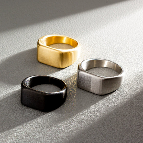 Wholesale Jewelry Geometric Titanium Steel Casting Ring With Electroplating