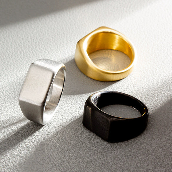 Wholesale Jewelry Geometric Titanium Steel Casting Ring With Electroplating