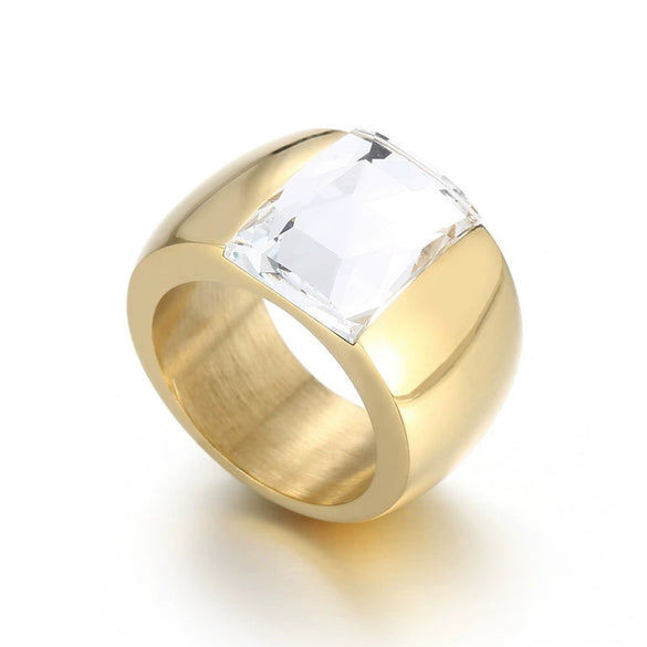 Wholesale Jewelry Geometric Titanium Steel Electroplated Multicolor Personality Ladies Wide Ring
