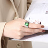 Wholesale Jewelry Geometric Titanium Steel Electroplated Multicolor Personality Ladies Wide Ring