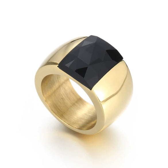 Wholesale Jewelry Geometric Titanium Steel Electroplated Multicolor Personality Ladies Wide Ring