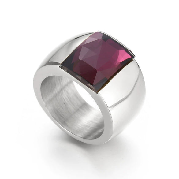 Wholesale Jewelry Geometric Titanium Steel Electroplated Multicolor Personality Ladies Wide Ring