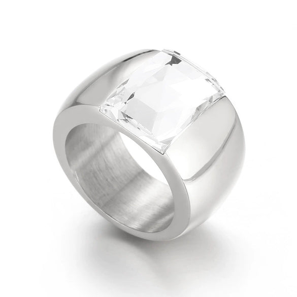 Wholesale Jewelry Geometric Titanium Steel Electroplated Multicolor Personality Ladies Wide Ring