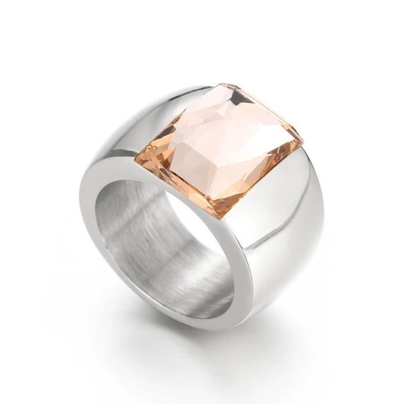 Wholesale Jewelry Geometric Titanium Steel Electroplated Multicolor Personality Ladies Wide Ring
