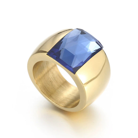 Wholesale Jewelry Geometric Titanium Steel Electroplated Multicolor Personality Ladies Wide Ring