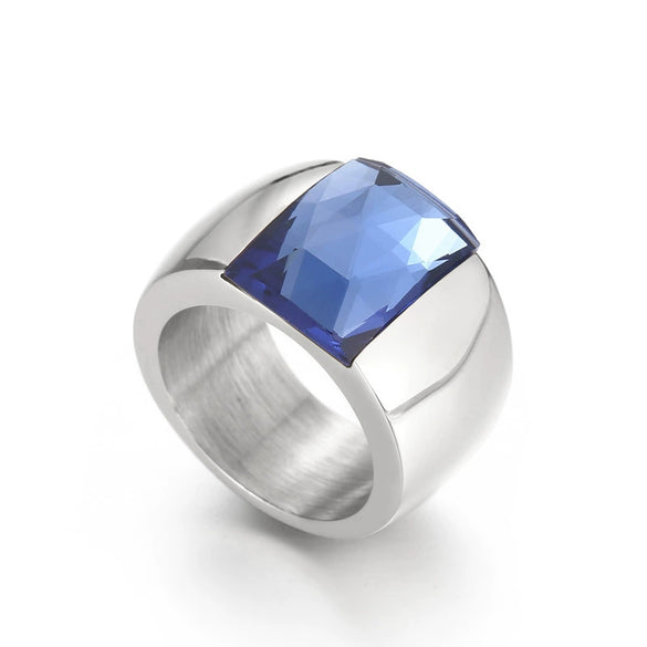 Wholesale Jewelry Geometric Titanium Steel Electroplated Multicolor Personality Ladies Wide Ring