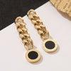 Wholesale Jewelry Geometric Titanium Steel Exaggerated Tassel Chain Earrings For Women Electroplated