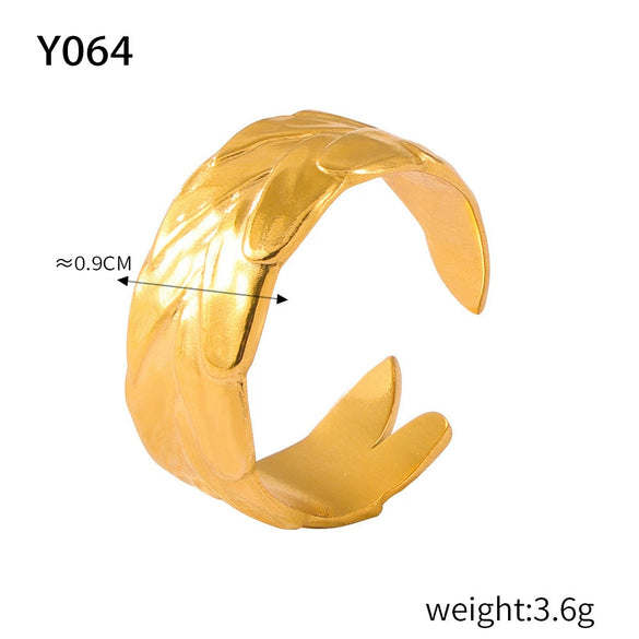 Wholesale Jewelry Geometric 316L Stainless Steel Gold Plated Opening Ring
