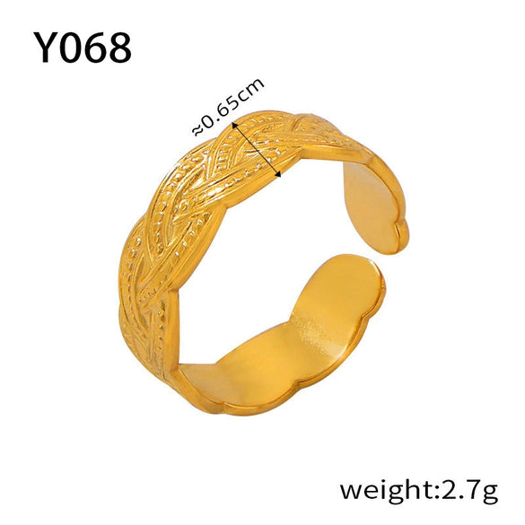 Wholesale Jewelry Geometric 316L Stainless Steel Gold Plated Opening Ring