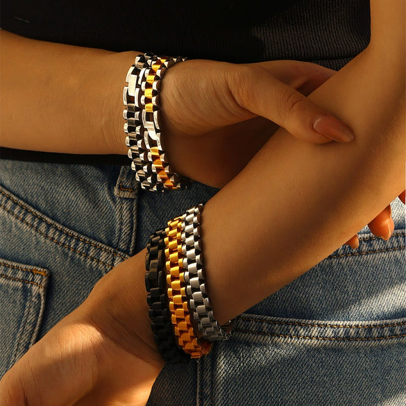 Wholesale Jewelry Geometric 316L Stainless Steel Goldplated Bracelet