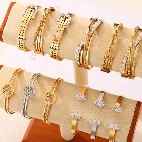 Wholesale Jewelry Geometric 316L Stainless Steel Goldplated British Retro Bracelet