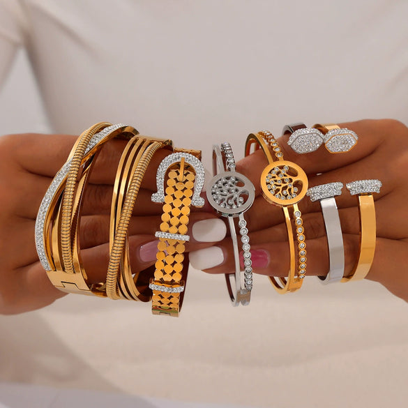 Wholesale Jewelry Geometric 316L Stainless Steel Goldplated British Retro Bracelet