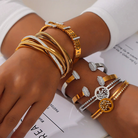 Wholesale Jewelry Geometric 316L Stainless Steel Goldplated British Retro Bracelet