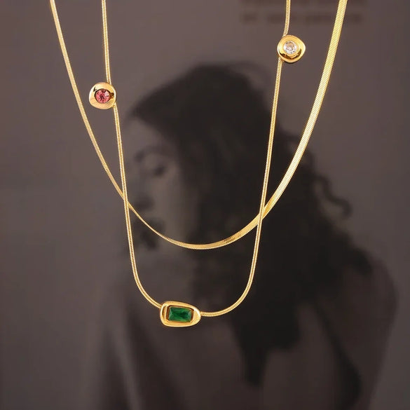 Wholesale Jewelry Geometric Titanium Steel 18K Gold Plated Pendant Clavicle Chain For Women Niche Style