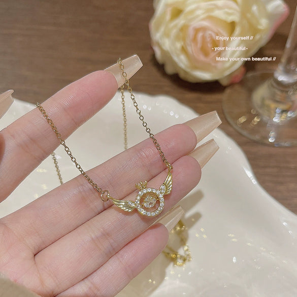 Wholesale Jewelry Geometric Titanium Steel Pendant Necklace With Mixed Gemstone Setting And Zirconia For Women