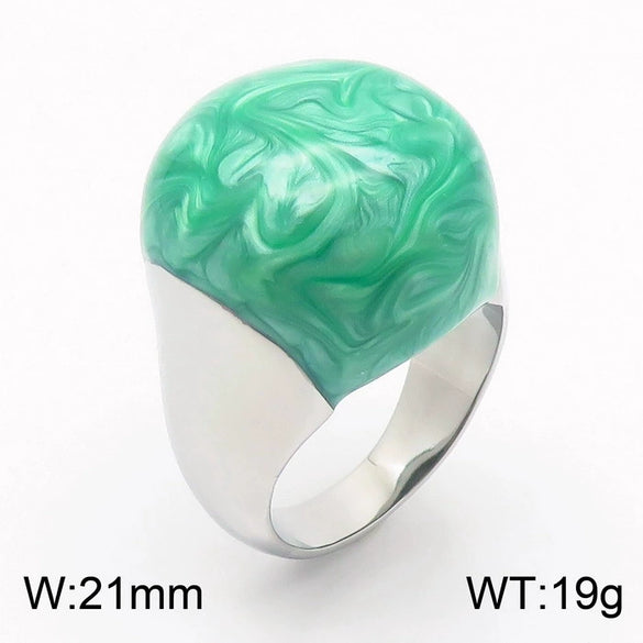 Wholesale Jewelry Geometric Titanium Steel Ring And Bracelet With Enamel Drop Glaze And Electroplating