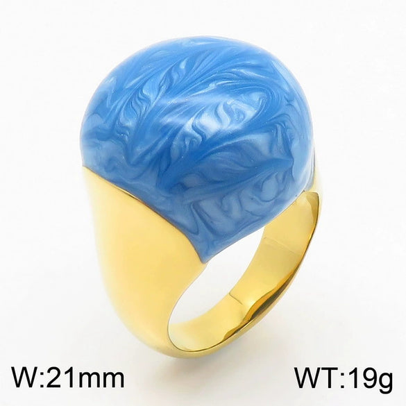 Wholesale Jewelry Geometric Titanium Steel Ring And Bracelet With Enamel Drop Glaze And Electroplating