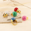 Wholesale Jewelry Geometric Titanium Steel Ring And Bracelet With Enamel Drop Glaze And Electroplating