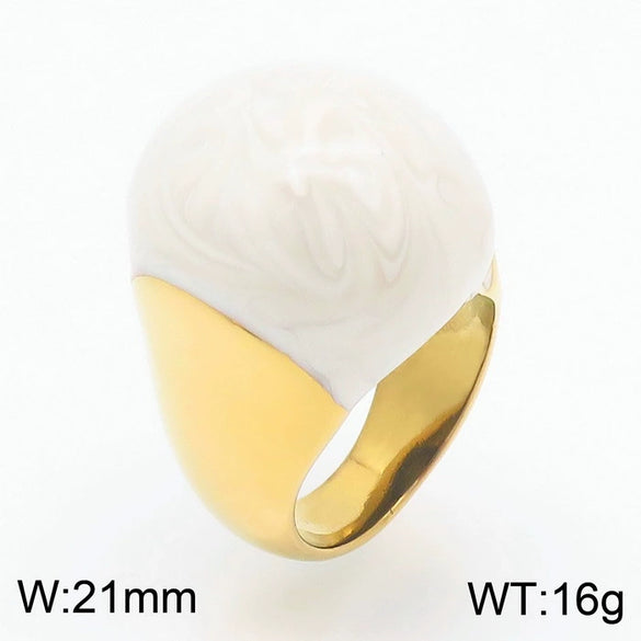 Wholesale Jewelry Geometric Titanium Steel Ring And Bracelet With Enamel Drop Glaze And Electroplating