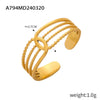Wholesale Jewelry Geometric 316L Stainless Steel Ring Electroplated Multilayer Stacked Unisex
