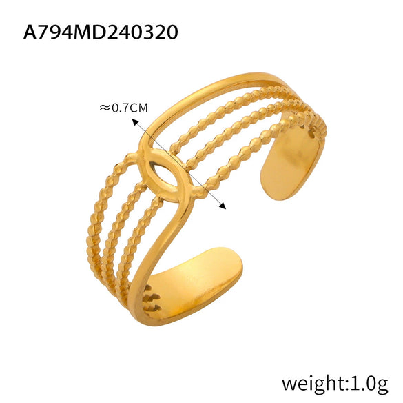 Wholesale Jewelry Geometric 316L Stainless Steel Ring Electroplated Multilayer Stacked Unisex
