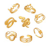 Wholesale Jewelry Geometric 316L Stainless Steel Ring Electroplated Multilayer Stacked Unisex