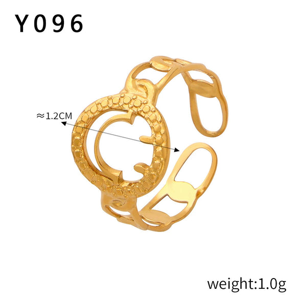 Wholesale Jewelry Geometric 316L Stainless Steel Ring Electroplated Multilayer Stacked Unisex
