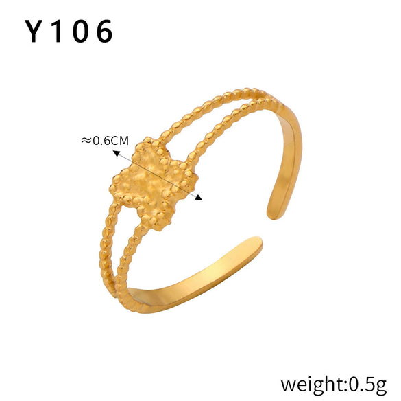 Wholesale Jewelry Geometric 316L Stainless Steel Ring Electroplated Multilayer Stacked Unisex