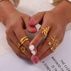Wholesale Jewelry Geometric 316L Stainless Steel Ring Electroplated Multilayer Stacked Unisex