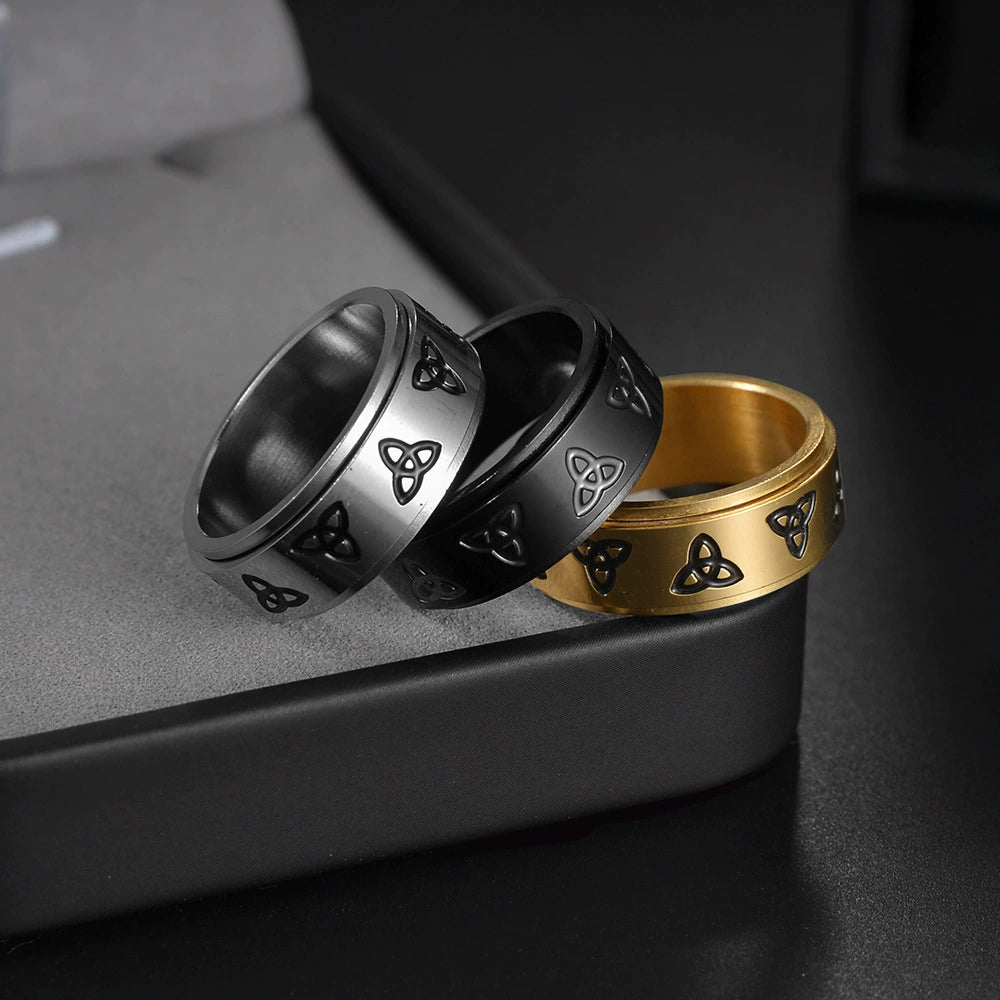 Wholesale Jewelry Geometric Titanium Steel Ring With Rotatable Triangl ...