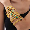 Wholesale Jewelry Geometric 316L Stainless Steel Shell Acrylic Goose Throat Shape Opening Bracelet Electroplated