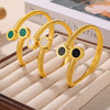 Wholesale Jewelry Geometric 316L Stainless Steel Shell Acrylic Goose Throat Shape Opening Bracelet Electroplated