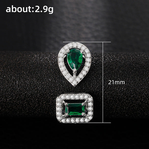 Wholesale Jewelry Geometric Water Drop Square Zircon Copper Ring For Women