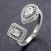 Wholesale Jewelry Geometric Water Drop Square Zircon Copper Ring For Women