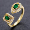 Wholesale Jewelry Geometric Water Drop Square Zircon Copper Ring For Women