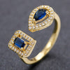 Wholesale Jewelry Geometric Water Drop Square Zircon Copper Ring For Women