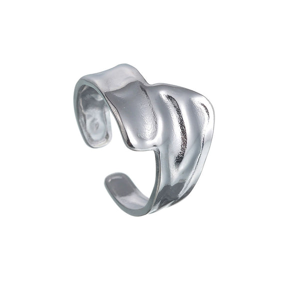 Wholesale Jewelry Geometric Water Ripple Titanium Steel Women's Opening Adjustable Ring Electroplated