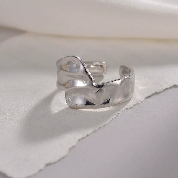 Wholesale Jewelry Geometric Water Ripple Titanium Steel Women's Opening Adjustable Ring Electroplated