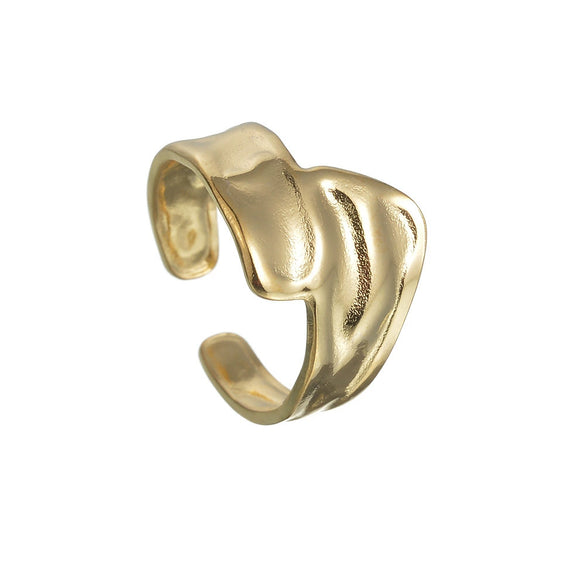 Wholesale Jewelry Geometric Water Ripple Titanium Steel Women's Opening Adjustable Ring Electroplated